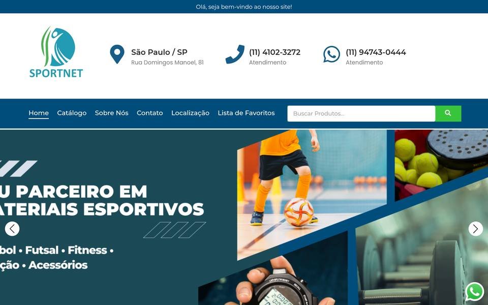 Print da tela inicial do site Loja Sportnet